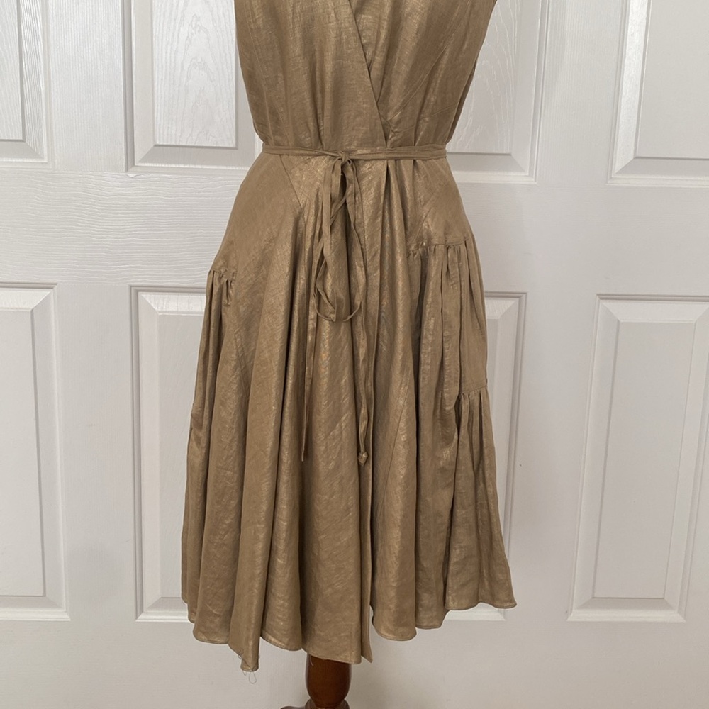 Lauren Ralph Lauren 100% Linen Halter Wrap Dress Size M - Picture 3 of 12
